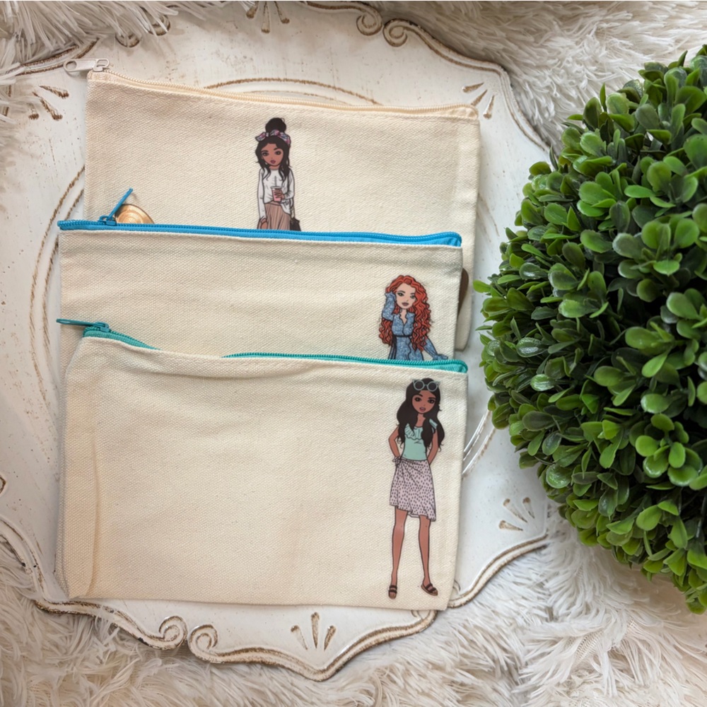 Canvas Pouch with Fashion Illustrations